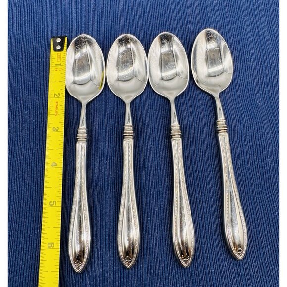 Oneida SHERATON Teaspoon Glossy Cube Mark Stainless Flatware 6.5" Lot of 4 - Picture 6 of 6